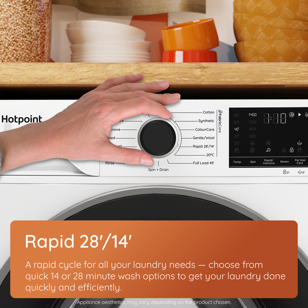 Hotpoint HBWH 93 CARE UK 9kg 1400 Spin Front Load Washing Machine White - Clearance White