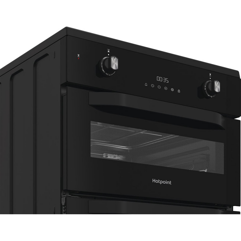 Hotpoint HDE6IDC2B1 60cm Electric Double Cooker with Induction Hob Black