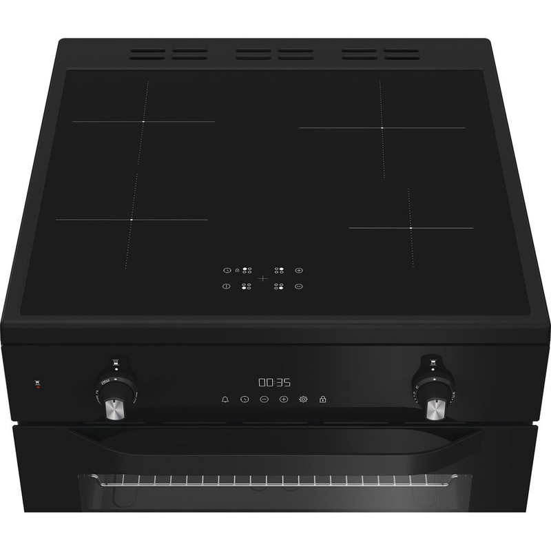 Hotpoint HDE6IDC2B1 60cm Electric Double Cooker with Induction Hob Black