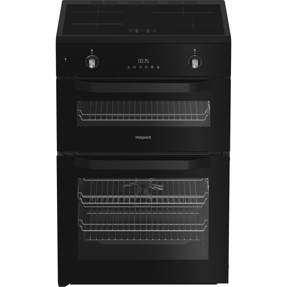 Hotpoint HDE6IDC2B1 60cm Electric Double Cooker with Induction Hob Black
