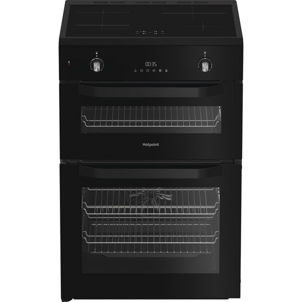 Hotpoint HDE6IDC2B1 60cm Electric Double Cooker with Induction Hob Black