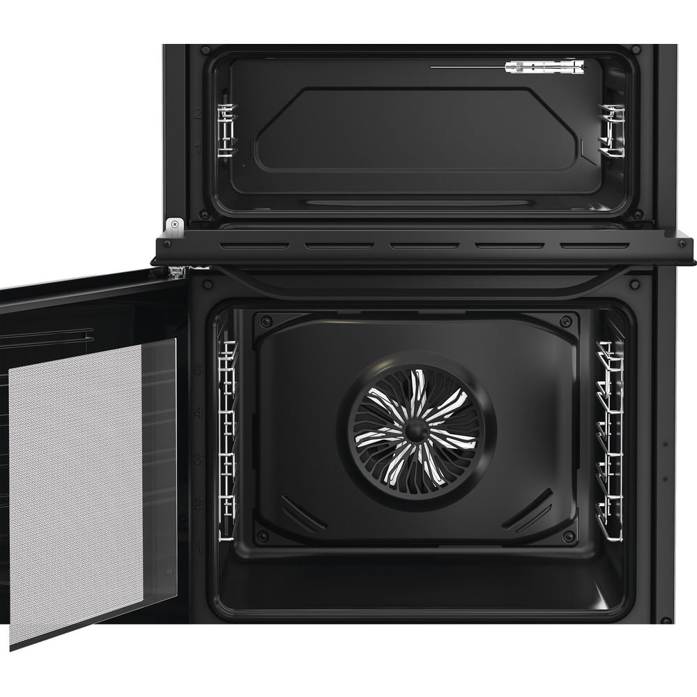 Hotpoint HDE6VDB1 Freestanding Electric Double Cooker With Ceramic Hob Black