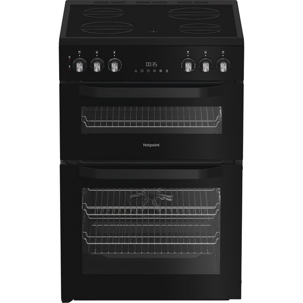 Hotpoint HDE6VDB1 Freestanding Electric Double Cooker With Ceramic Hob Black