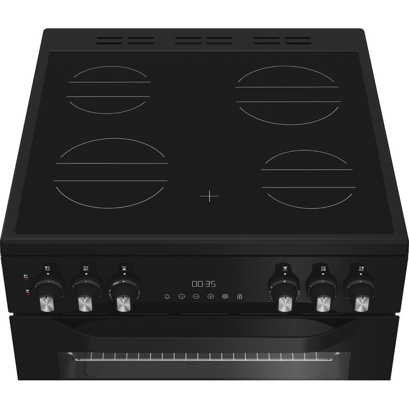 Hotpoint HDE6VDB1 Freestanding Electric Double Cooker With Ceramic Hob Black