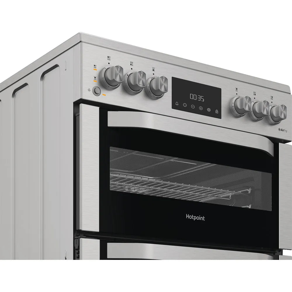 Hotpoint HDE6VDCASX 60cm Electric Double Cooker With Induction Hob and Air Fry Stainless Steel