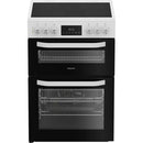 Hotpoint HDE6VDW 60cm Electric Double Cooker with Induction Hob White
