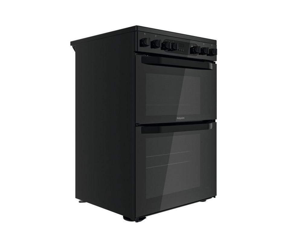 Hotpoint HDEU67V9C2B UK 60cm Freestanding Electric Cooker Double Oven with Ceramic Hob Black
