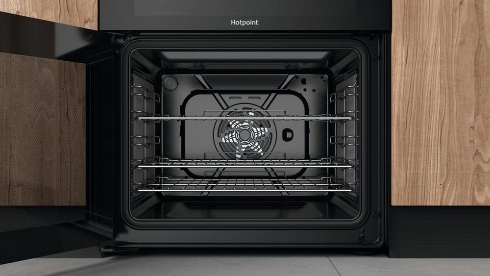 Hotpoint HDEU67V9C2B UK 60cm Freestanding Electric Cooker Double Oven with Ceramic Hob Black