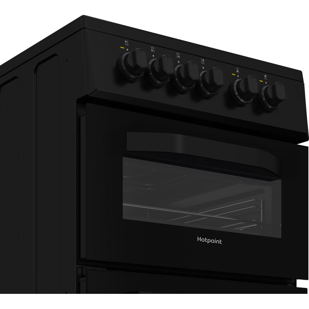 Hotpoint HTE5VCB Freestanding Electric Twin Cooker with Ceramic Hob Black