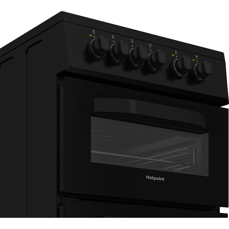 Hotpoint HTE5VCB Freestanding Electric Twin Cooker with Ceramic Hob Black