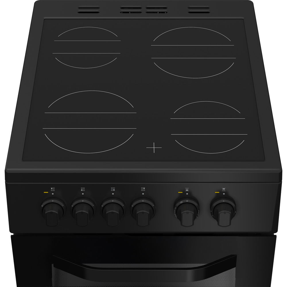Hotpoint HTE5VCB Freestanding Electric Twin Cooker with Ceramic Hob Black