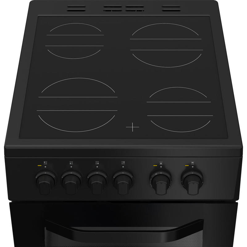 Hotpoint HTE5VCB Freestanding Electric Twin Cooker with Ceramic Hob Black