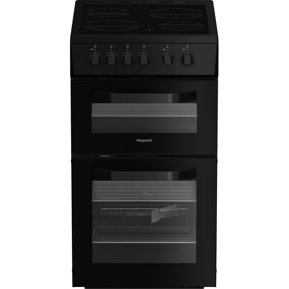Hotpoint HTE5VCB Freestanding Electric Twin Cooker with Ceramic Hob Black
