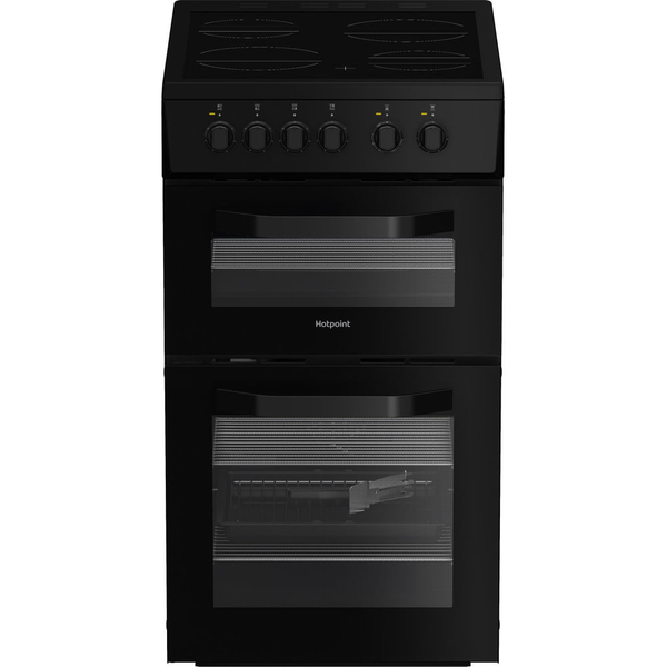 Hotpoint HTE5VCB Freestanding Electric Twin Cooker with Ceramic Hob Black