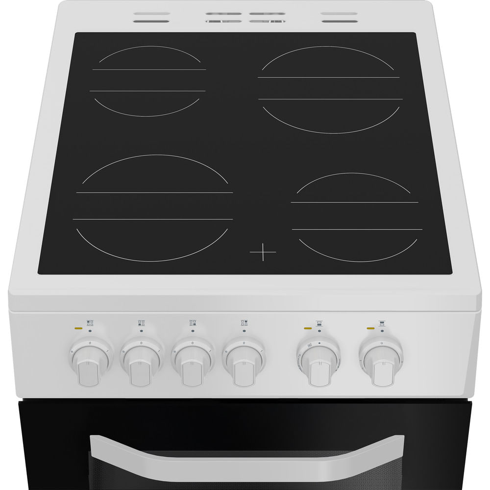 Hotpoint HTE5VCW Freestanding Electric Twin Cooker With Ceramic Hob White