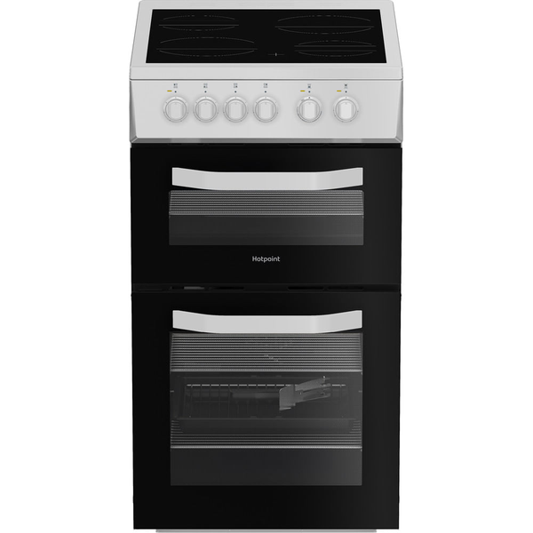 Hotpoint HTE5VCW Freestanding Electric Twin Cooker With Ceramic Hob White