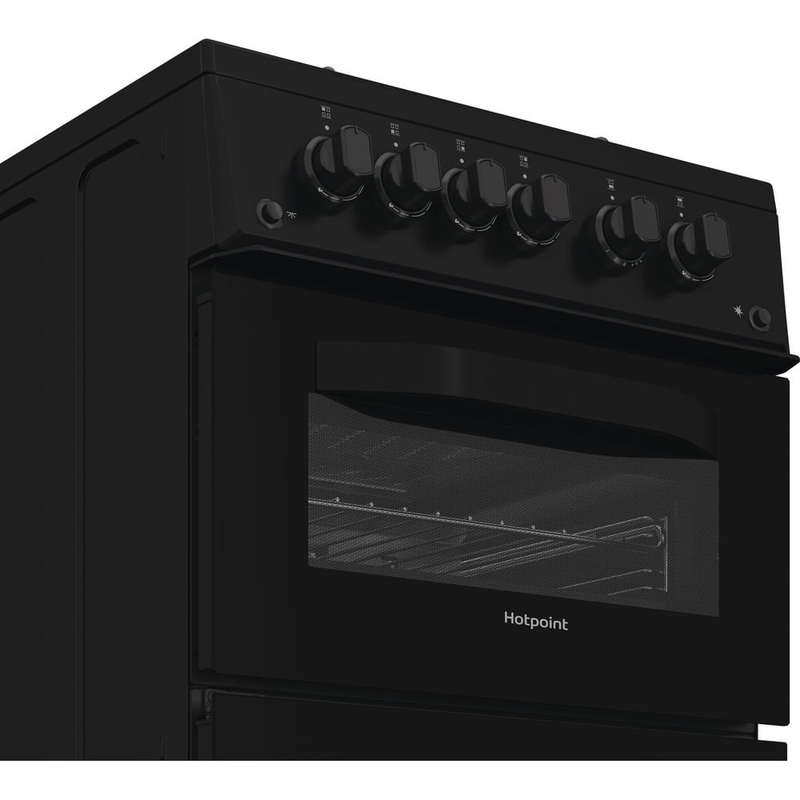 Hotpoint HTG5GCB Freestanding Gas Twin Cooker with Separate Grill Black