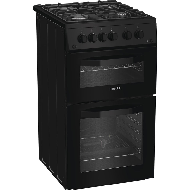 Hotpoint HTG5GCB Freestanding Gas Twin Cooker with Separate Grill Black