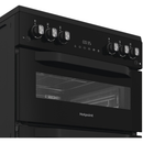 Hotpoint HTG6GDCB1 60cm Gas Twin Cooker with Glass Lid Black