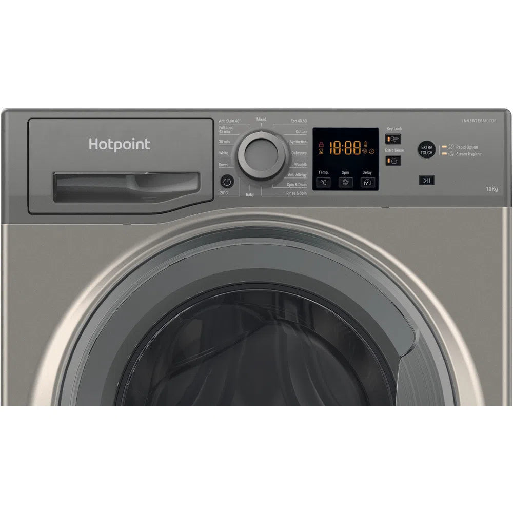 Hotpoint NSWM1045CGGUKN 10kg 1400 Spin Washing Machine Graphite Graphite