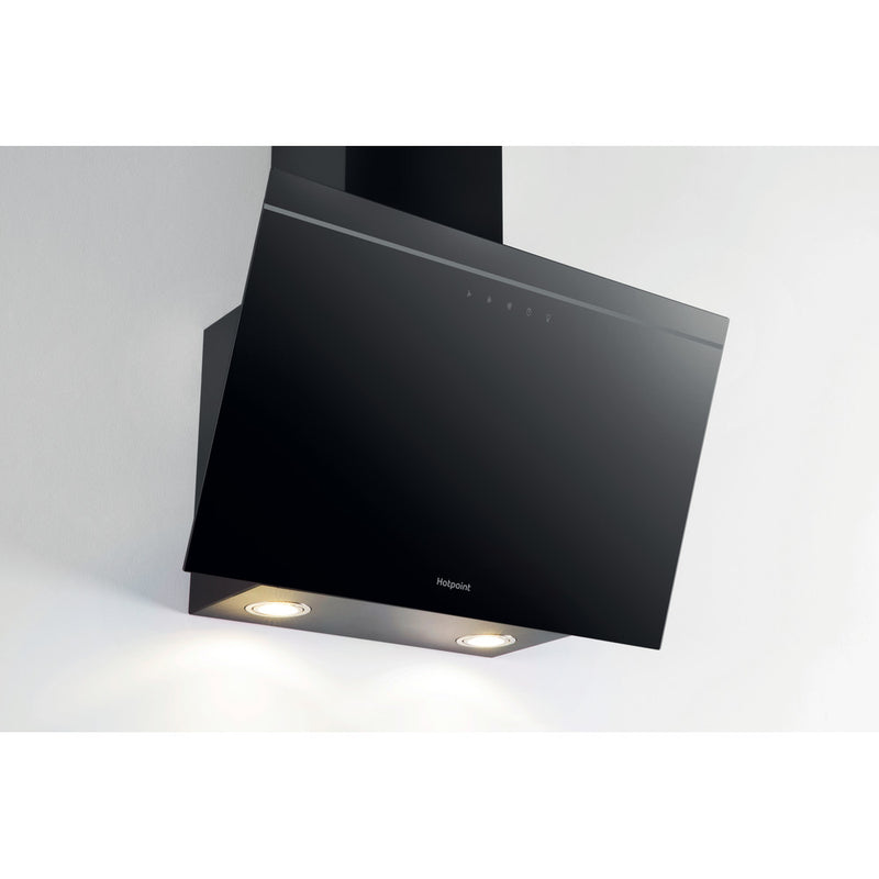 Hotpoint PHVP62FLTK 60cm Angled Wall Cooker Hood Black