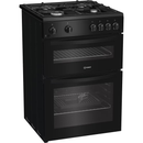 Indesit IDG6GB 60cm Freestanding Double Oven Gas Cooker Black