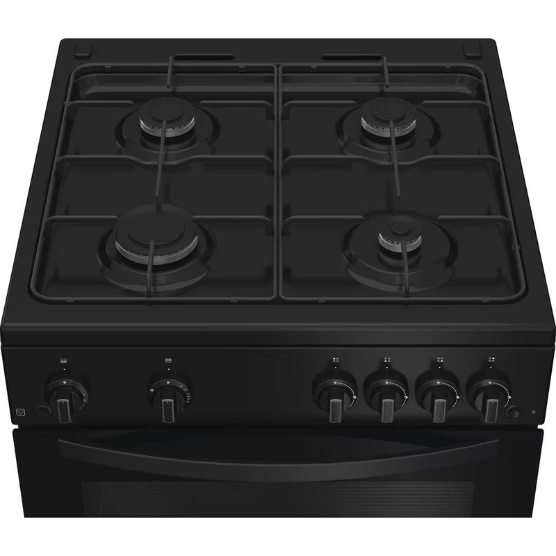 Indesit IDG6GB 60cm Freestanding Double Oven Gas Cooker Black