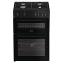Indesit IDG6GB 60cm Freestanding Double Oven Gas Cooker Black