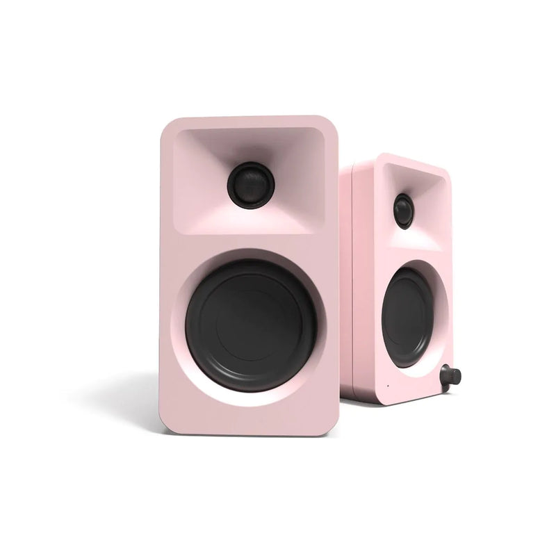 Kanto ORA 100W Powered Reference Desktop Speakers with Bluetooth & SE2 Speaker Stands Package Pink Pink