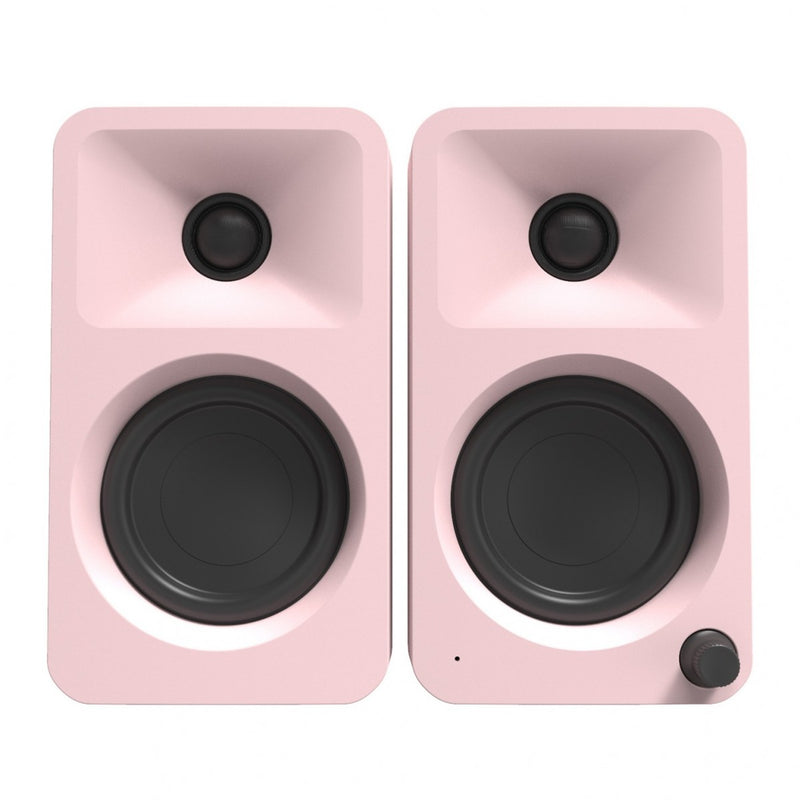 Kanto ORA 100W Powered Reference Desktop Speakers with Bluetooth & SE2 Speaker Stands Package Pink Pink