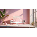 Kanto ORA 100W Powered Reference Desktop Speakers with Bluetooth & SE2 Speaker Stands Package Pink Pink