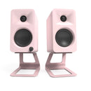 Kanto ORA 100W Powered Reference Desktop Speakers with Bluetooth & SE2 Speaker Stands Package Pink Pink