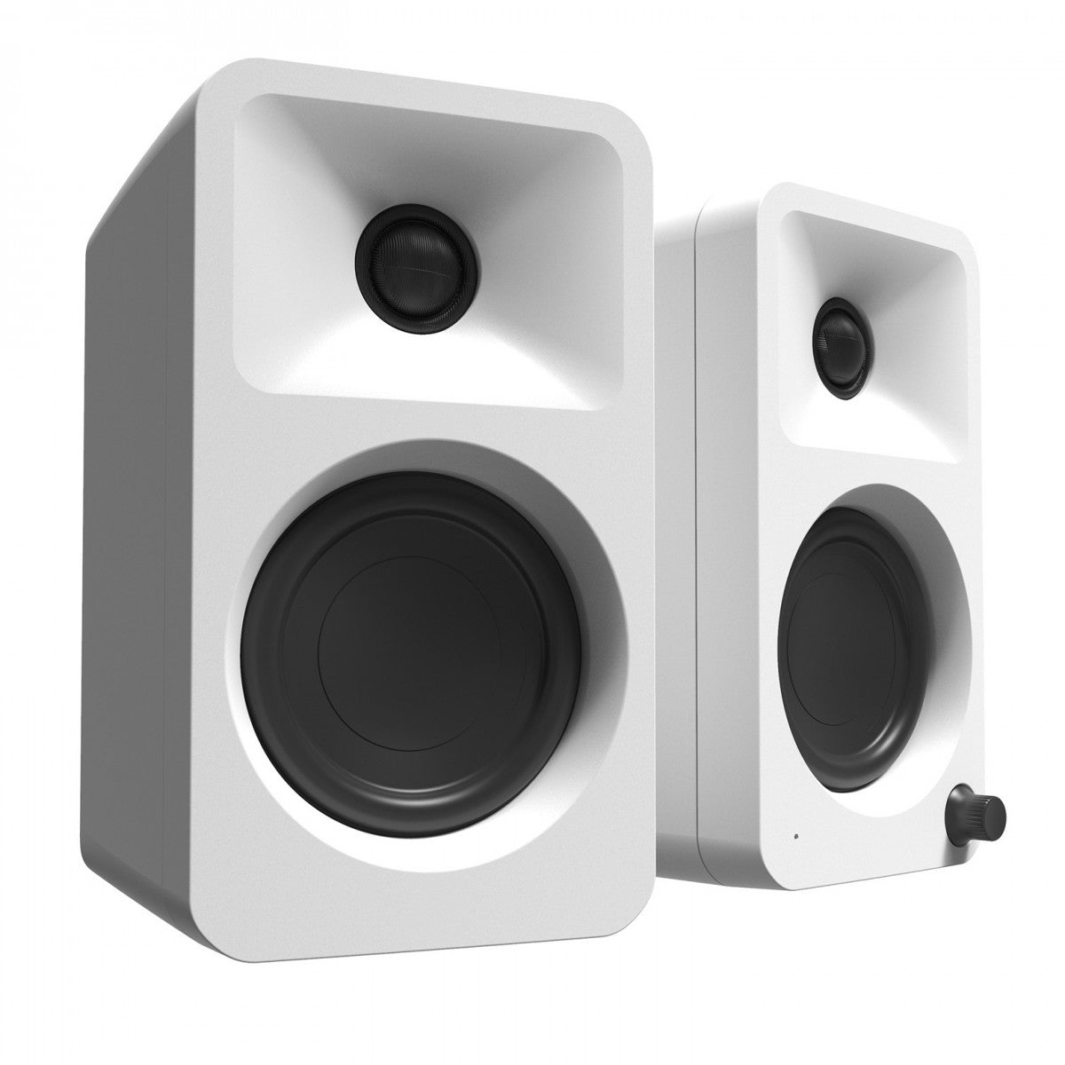 Kanto ORA 100W Powered Reference Desktop Speakers with Bluetooth & SE2 Speaker Stands Package White White