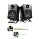 Kanto ORA4 140W Powered Reference Desktop Speakers with Bluetooth & S4 Tilted Speaker Stands Black Black