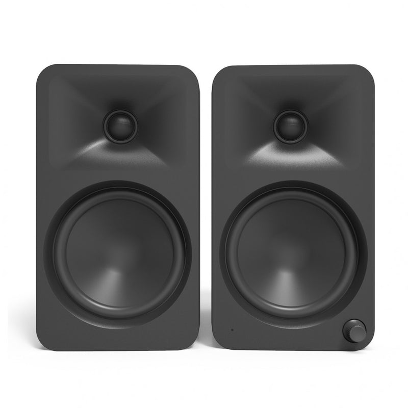 Kanto ORA4 140W Powered Reference Desktop Speakers with Bluetooth & S4 Tilted Speaker Stands Black Black