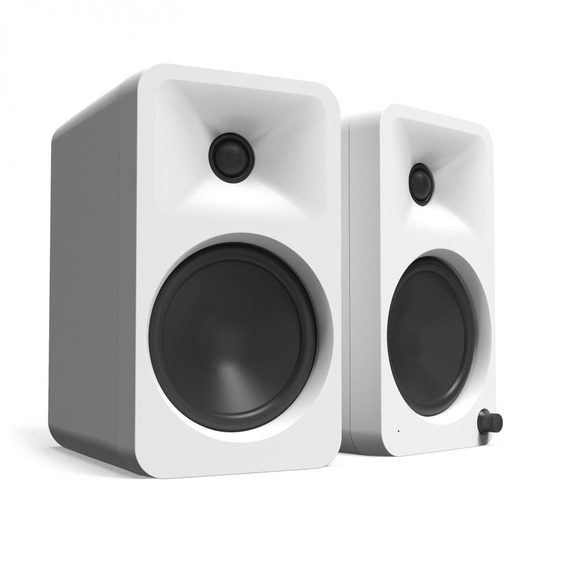 Kanto ORA4 140W Powered Reference Desktop Speakers with Bluetooth & S4 Tilted Speaker Stands White White
