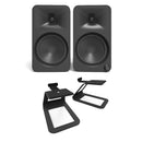 Kanto ORA4 140W Powered Reference Desktop Speakers with Bluetooth & SE4 Elevated Speaker Stands Black Black