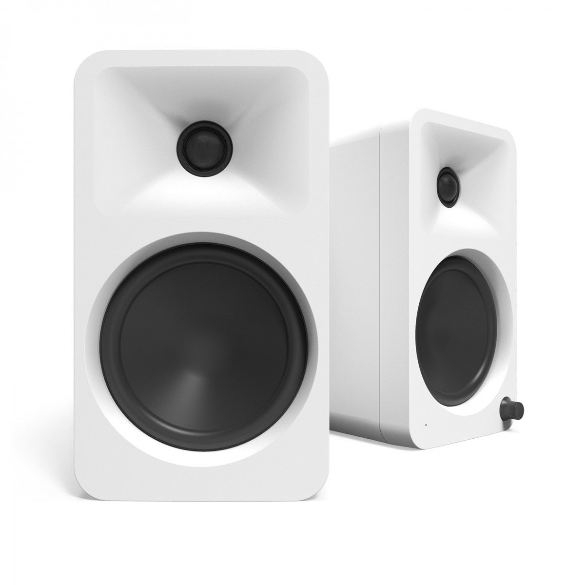 Kanto ORA4 140W Powered Reference Desktop Speakers with Bluetooth & SE4 Elevated Speaker Stands White White