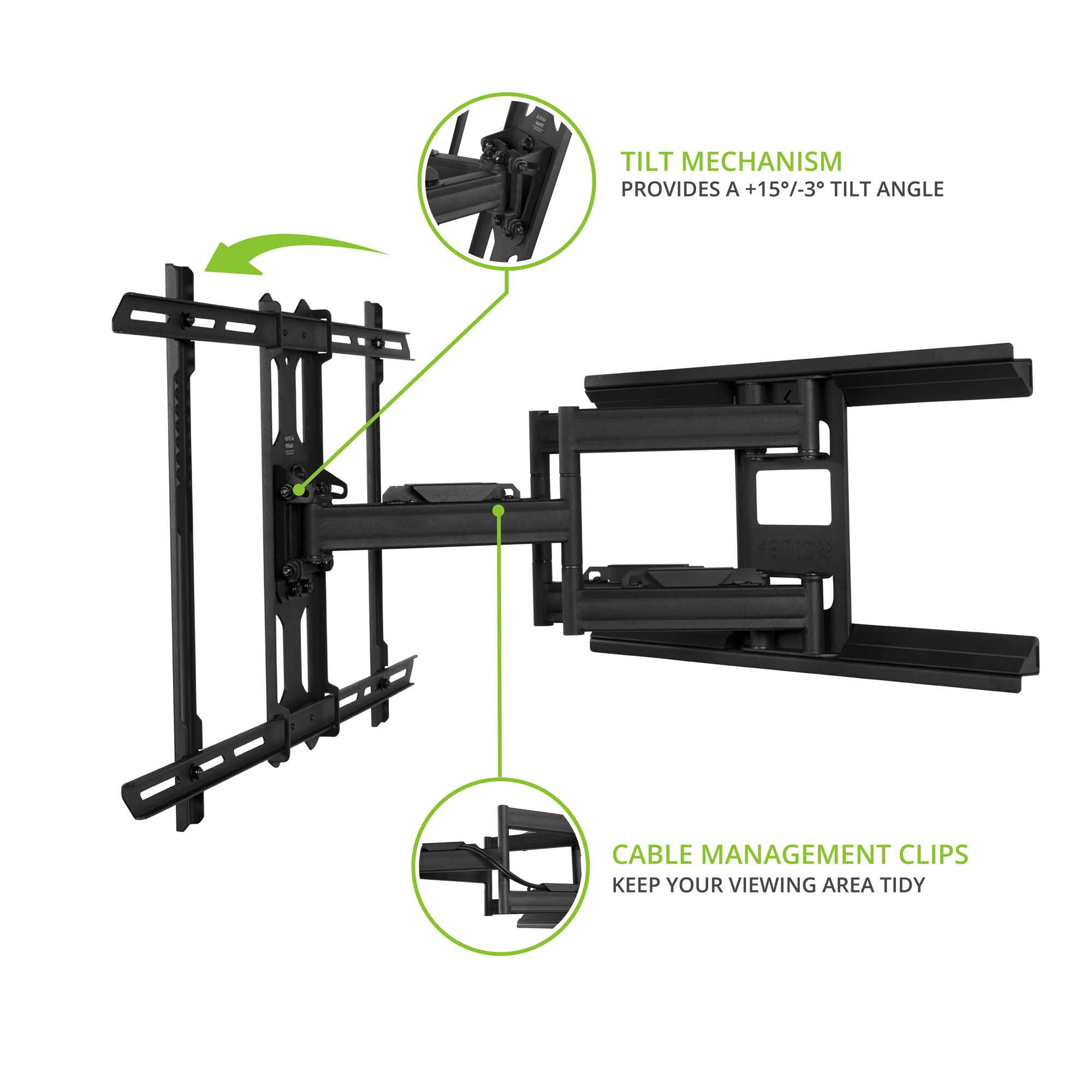 Kanto PDX650 Full Motion TV Wall Mount for 37 to 75 inch TVs Black