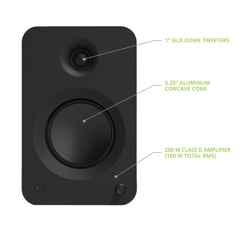 Kanto REN 200W Powered Bookshelf Speakers Pair with HDMI ARC USB-C and Bluetooth 5.3 - Matte Black Black
