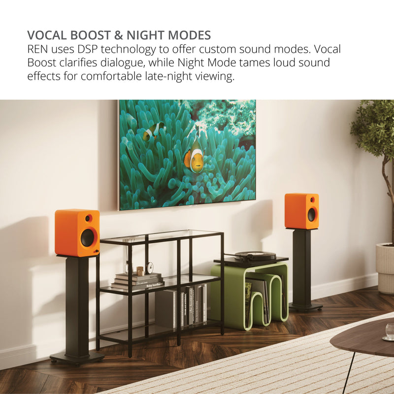 Kanto REN 200W Powered Bookshelf Speakers Pair with HDMI ARC USB-C and Bluetooth 5.3 - Matte Grey Grey