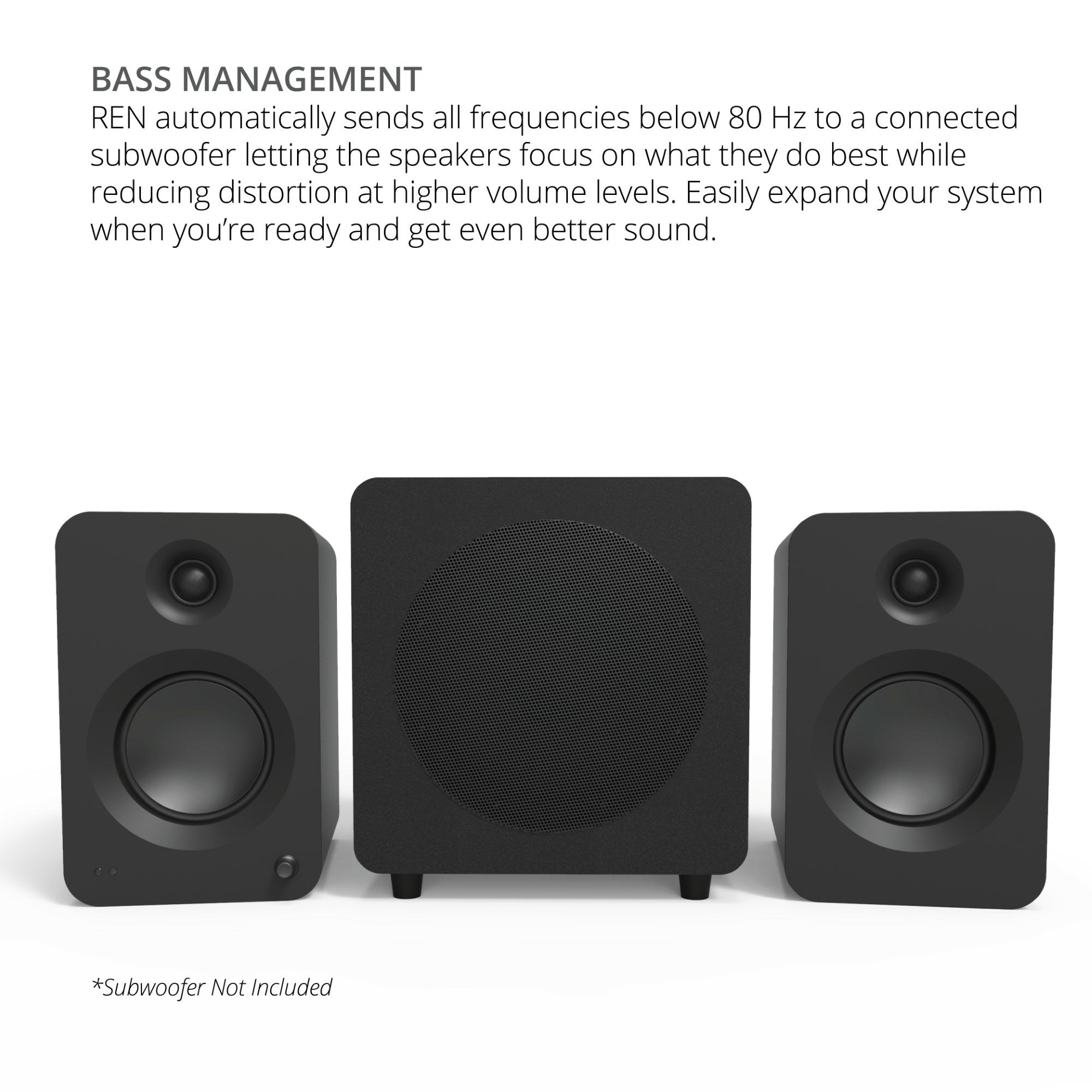 Kanto REN 200W Powered Bookshelf Speakers Pair with HDMI ARC USB-C and Bluetooth 5.3 - Matte Grey Grey