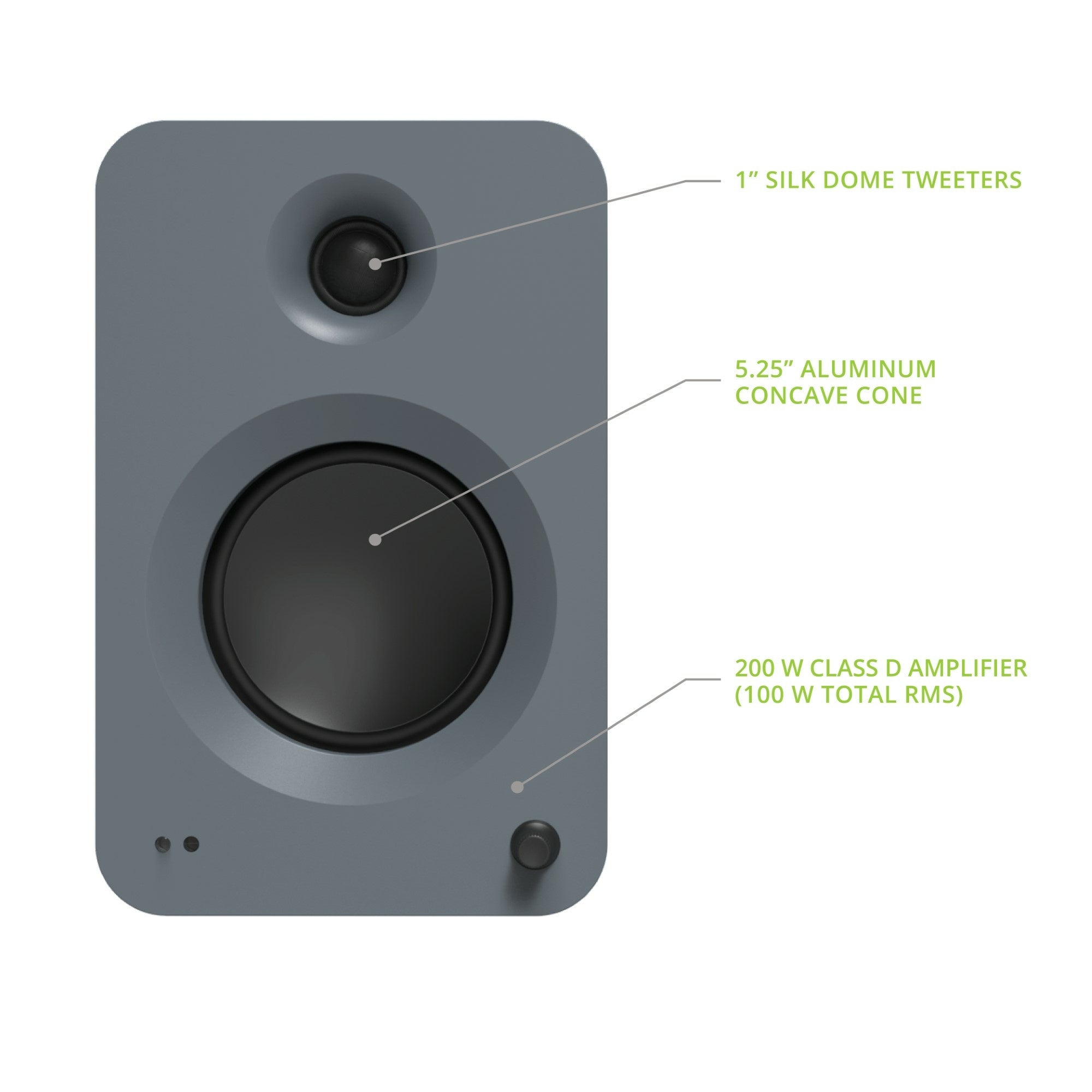 Kanto REN 200W Powered Bookshelf Speakers Pair with HDMI ARC USB-C and Bluetooth 5.3 - Matte Grey Grey