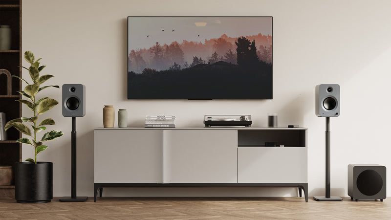 Kanto REN 200W Powered Bookshelf Speakers Pair with HDMI ARC USB-C and Bluetooth 5.3 - Matte Grey Grey