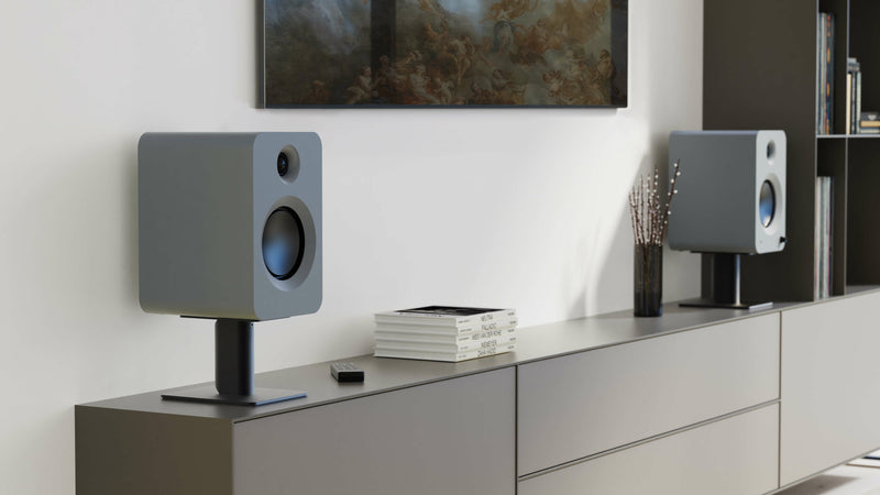 Kanto REN 200W Powered Bookshelf Speakers Pair with HDMI ARC USB-C and Bluetooth 5.3 - Matte Grey Grey