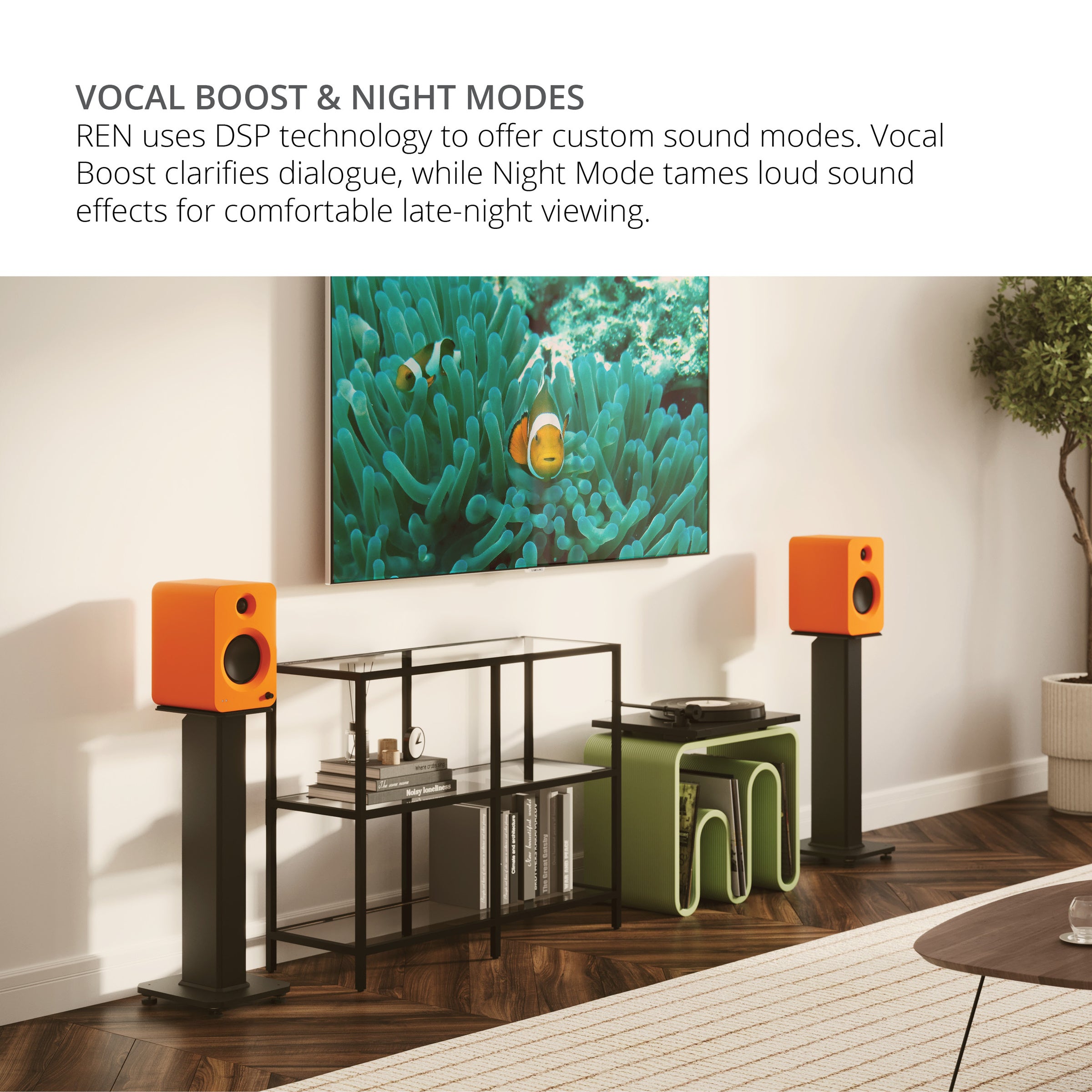 Kanto REN 200W Powered Bookshelf Speakers Pair with HDMI ARC USB-C and Bluetooth 5.3 - Matte White White