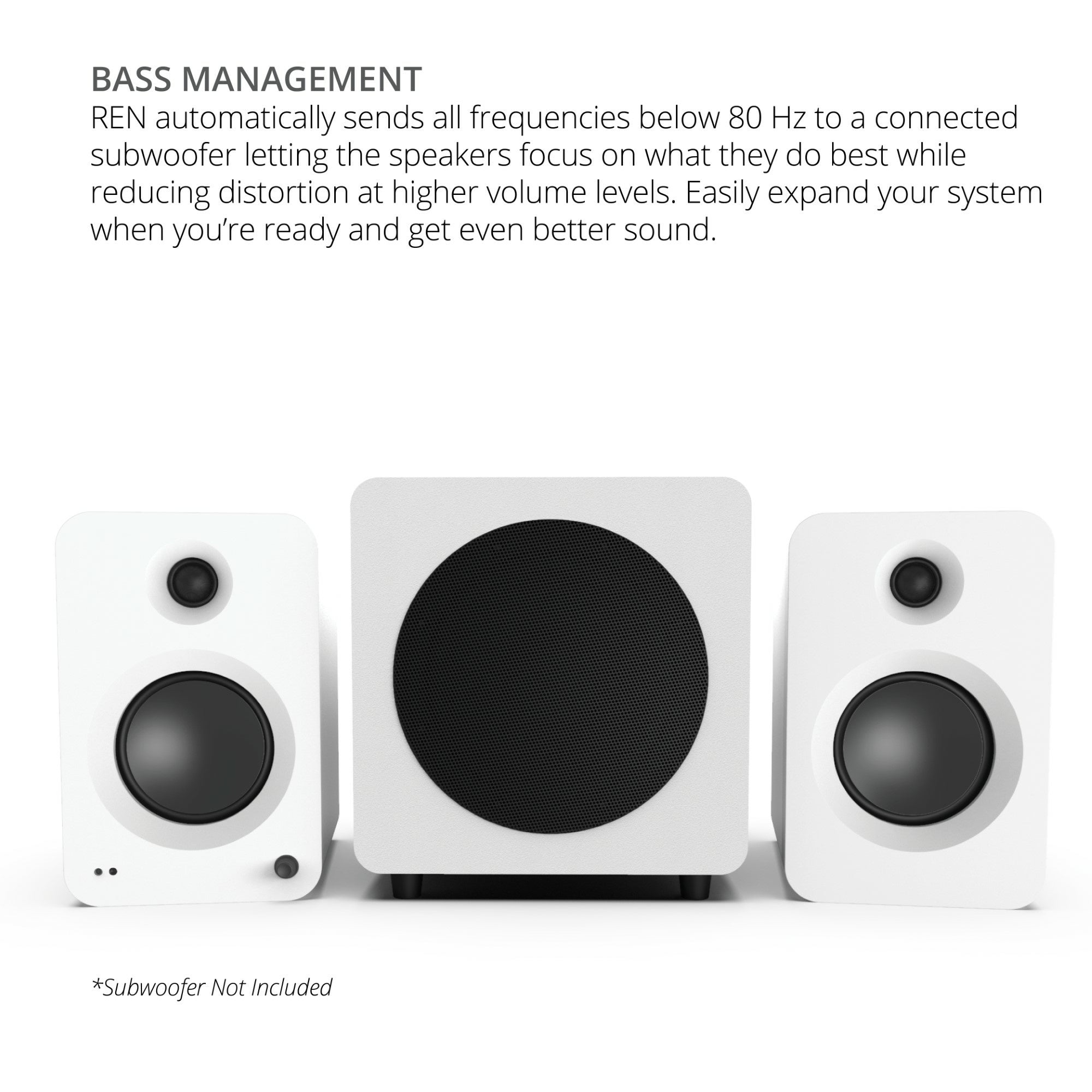 Kanto REN 200W Powered Bookshelf Speakers Pair with HDMI ARC USB-C and Bluetooth 5.3 - Matte White White