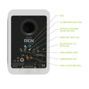 Kanto REN 200W Powered Bookshelf Speakers Pair with HDMI ARC USB-C and Bluetooth 5.3 - Matte White White