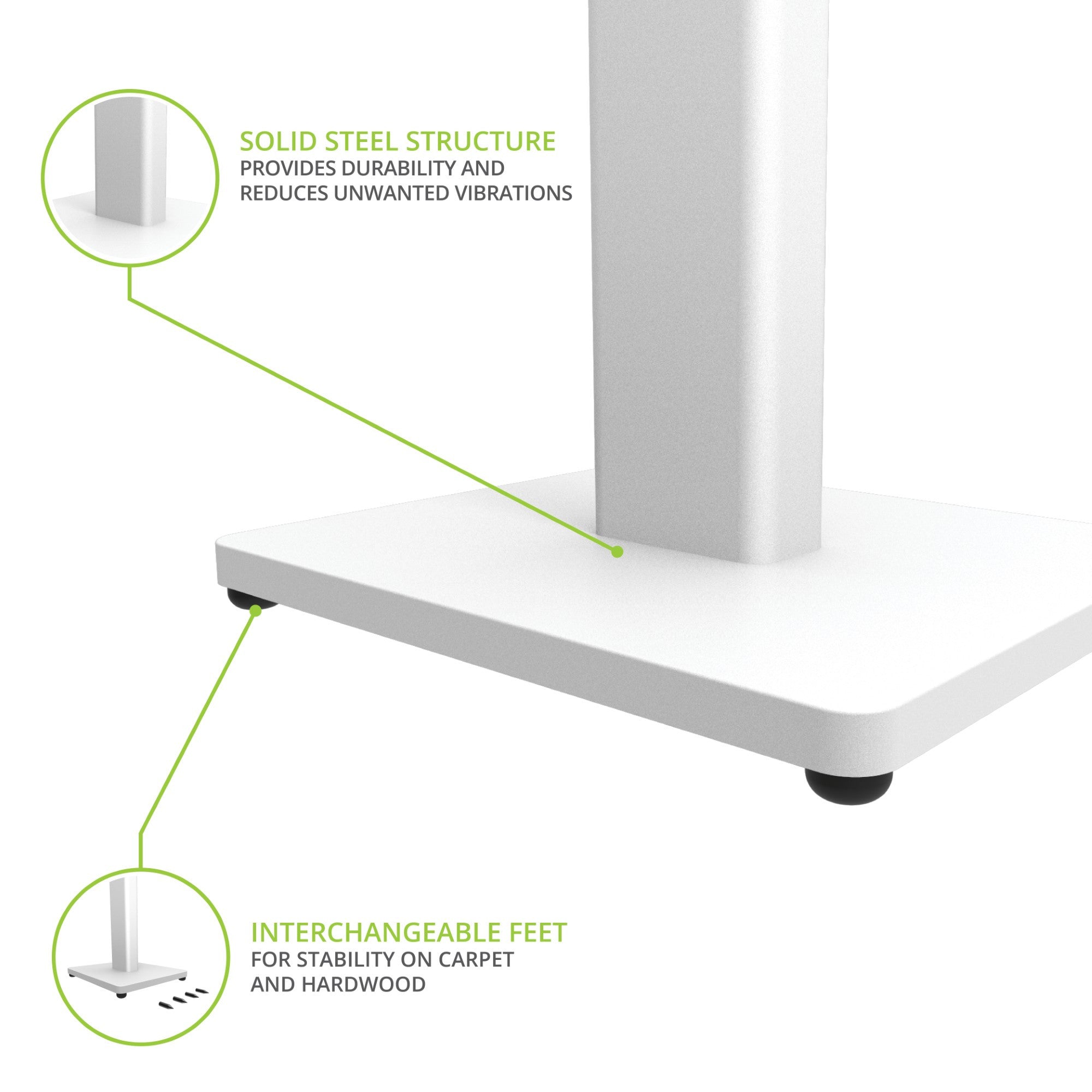 Kanto ST34 Speaker Stands Pair 34 Inch with MDF Base White White