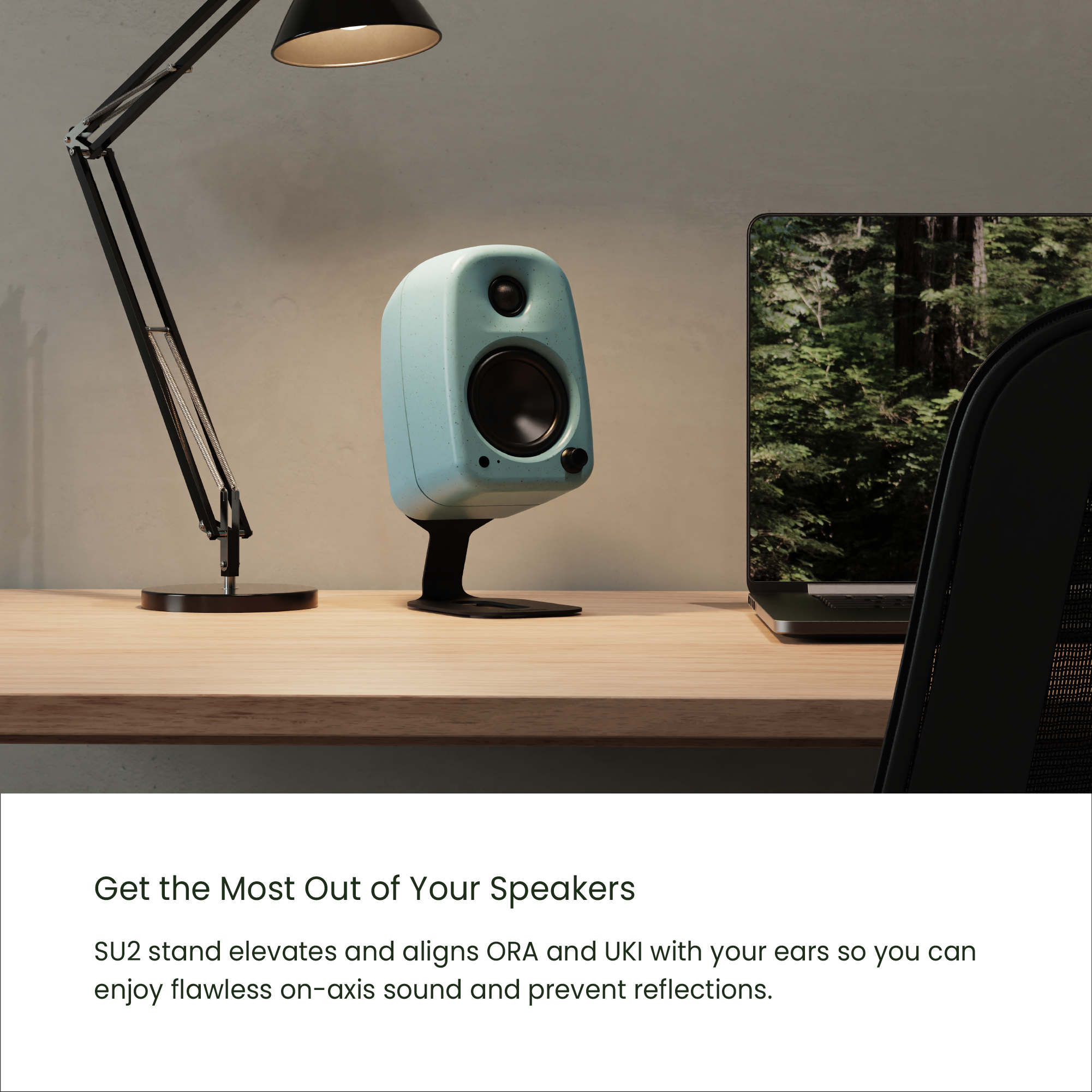 Kanto SU2 Rear-Mounted Desktop Stands for UKI and ORA Speakers White white